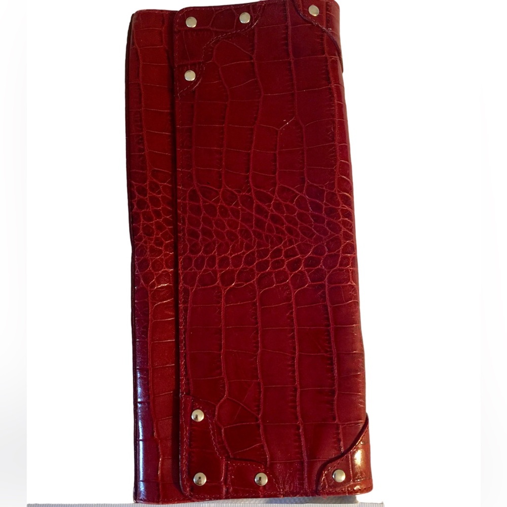 Claudia Firenze Croc Embossed Red Leather Clutch